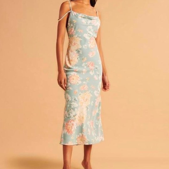 Abercrombie & Fitch Dresses & Skirts - Abercrombie & Fitch XL Cowl Neck Maxi Slip Dress Floral Adjustable Wedding Guest